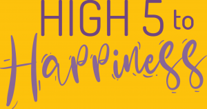 High 5 to happiness logo on a yellow background